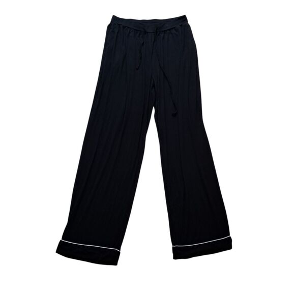 Cozy Earth Black Bamboo Women's Pajama Set with White Trim - Picture 6 of 16